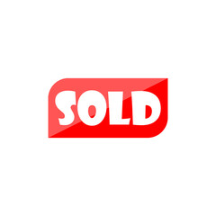 Simple red sold sign isolated on white