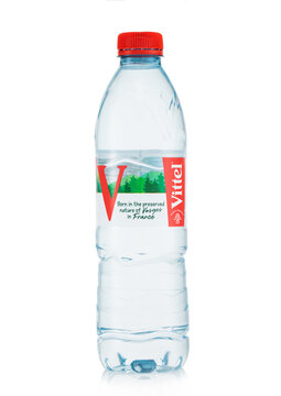 LONDON,UK - MAY 02, 2022: Vittel mineral still natural water on white background.