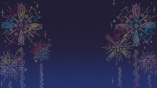 Illustrazione Stock スクラッチアート風花火のイラスト Adobe Stock