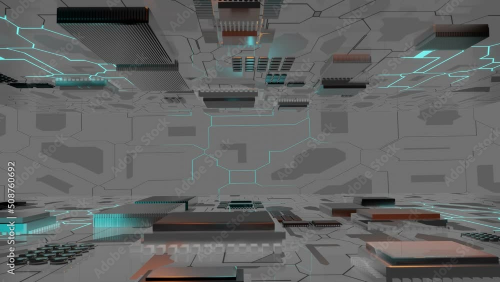 Poster chipset on circuit board in futuristic concept suitable for future technology,3d rendering.
