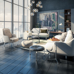 Furnishing Inside a Modern Style Panorama Apartment (focused) - 3D Visualization
