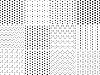 12 simple geometric black and white patterns