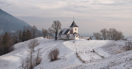 Church on top of the hill in Slovenia