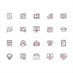 Fototapeta na wymiar Simple Set of Online Education Related Vector Filled Line Icons. Contains such Icons as ebook or e-learning, computer, ruler and more. Editable Stroke
