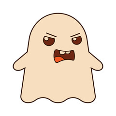 A ghost on a white background, a character. A cute ghost with a smile for your Halloween design. A symbol of a happy Halloween holiday. Vector illustration
