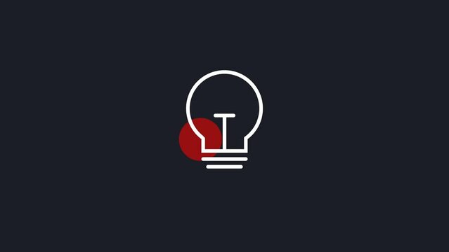 Animated linear lamp with light rays. Idea library concept design icon. 4K GIF.