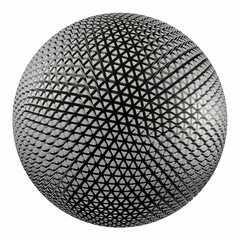 abstract grey ball of extruded triangles isolated white, simple logo design for your project. 3d render
