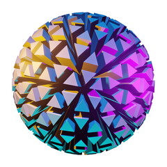 abstract rainbow ball of extruded triangles isolated white, simple logo design for your project. 3d render