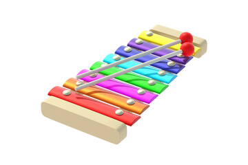 Obraz premium Colorful xylophone isolated on white background. Preschool education. 3d render