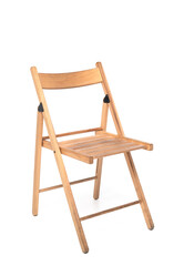 wooden folding garden chair isolated on white background - obrazy, fototapety, plakaty