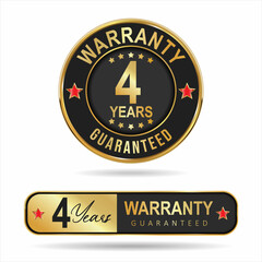 warranty guaranteed gold and black  labels on white background