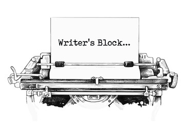 Writers Block typed words on a Vintage Typewriter