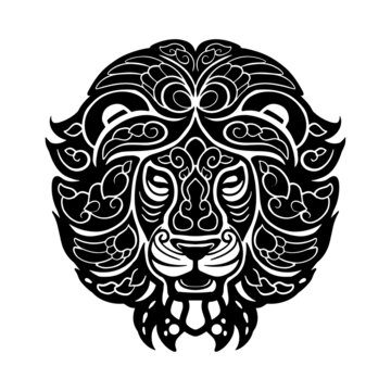 Lion head zentangle arts. isolated on a white background