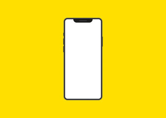 Smartphone interface with blank screen on a yellow background