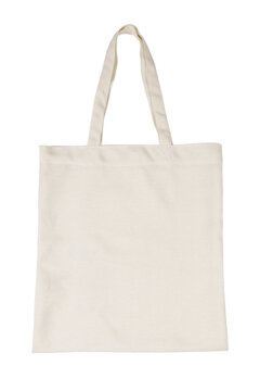 Tote bag canvas fabric cloth shopping sack mockup blank template isolated on white background.