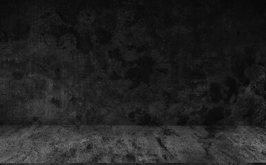 Black display on dark cement wall in retro concept.