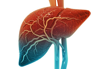 Human liver anatomy on white background. 3d illustration - obrazy, fototapety, plakaty