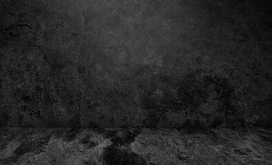 Black display on dark cement wall in retro concept.