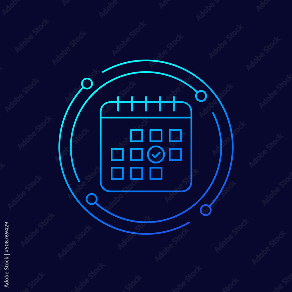 Poster save a date icon with a calendar, linear design