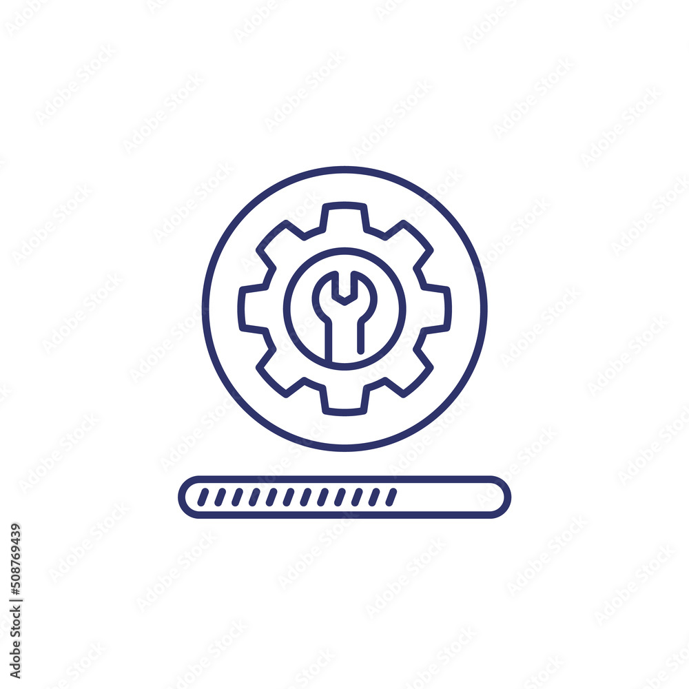 Poster update or software upgrade, line vector design
