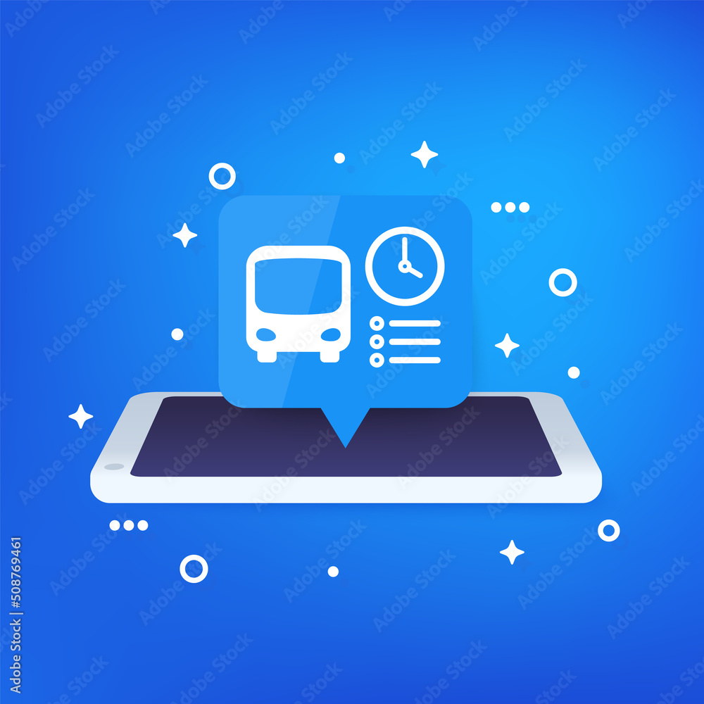 Sticker bus schedule app, timetable vector design