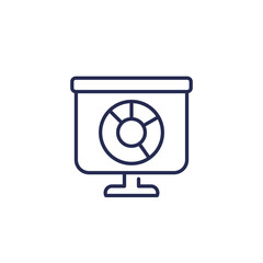 Presentation with a pie chart line icon