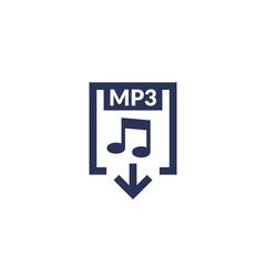 mp3 file download icon, lossy audio format vector