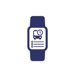 bus schedule app, timetable icon with a smart watch