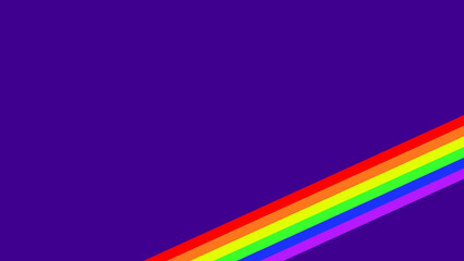 Pride month concept. Purple background with rainbow stripes. LGBTQ concept background.