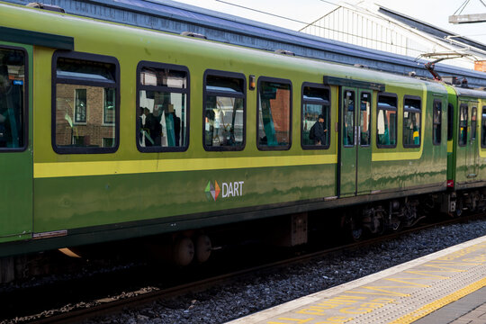 Dublin, Ireland - May 18th 2022: Train waggon of Irish Rail (Iarnród Éireann) at Connolly Train Station
