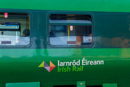 Dublin, Ireland - May 18th 2022: Train waggon of Irish Rail (Iarnród Éireann) Dart train at Connolly Train Station