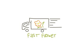 Fototapeta premium Logo. Sale and delivery of flowers, floral arrangements.