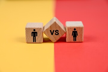 Man vs Woman logo. Gender equality, empowerment and battle of the sexes concept.