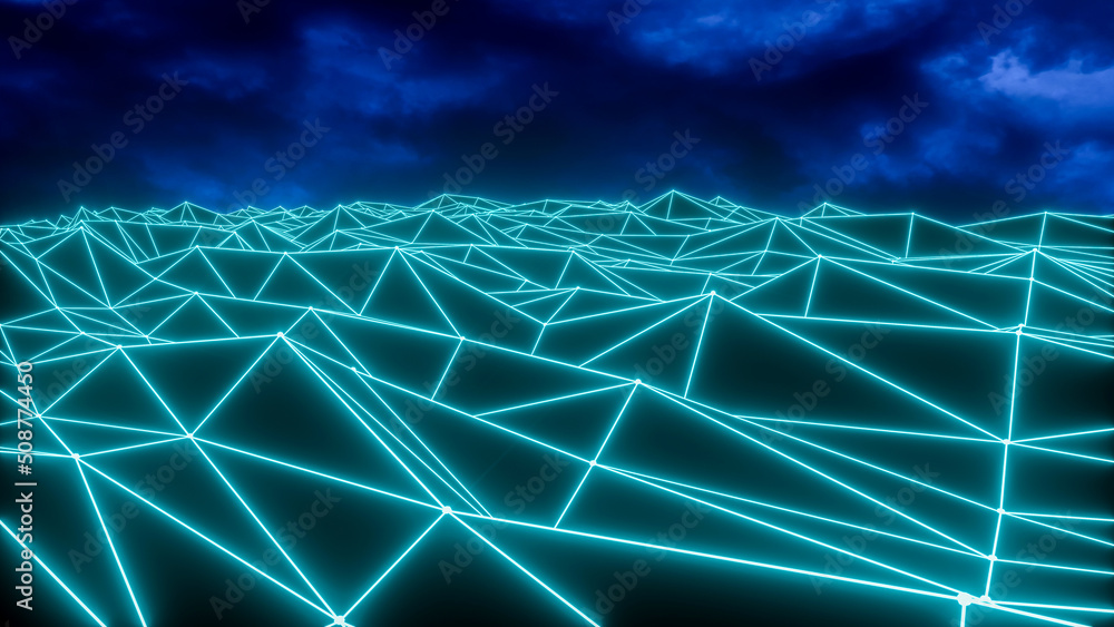 Wall mural abstract network concept line connection (3d rendering)
