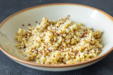bulgur quinoa porridge cereal mix fresh healthy meal food snack diet on the table copy space food background 