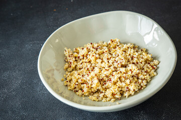 bulgur quinoa porridge cereal mix fresh healthy meal food snack diet on the table copy space food background 