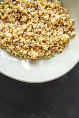 bulgur quinoa porridge cereal mix fresh healthy meal food snack diet on the table copy space food background 