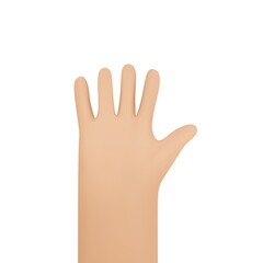 Fototapeta premium 3d hand hi icon. Rendering open palm. A hand showing 5 fingers.Vector cartoon illustration.