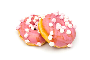 Two pink donuts