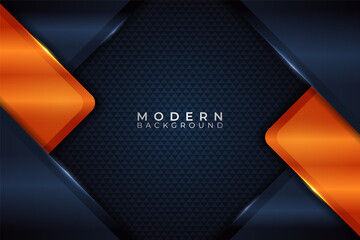 Modern Abstract Overlapped Background Dark Blue with Shiny Orange Gradient