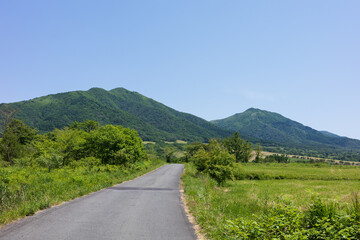 日本の岡山県真庭市の蒜山高原の美しい風景
