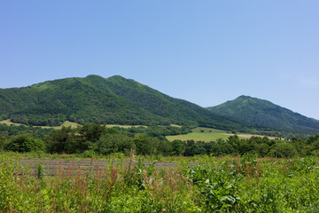 Fototapeta na wymiar 日本の岡山県真庭市の蒜山高原の美しい風景
