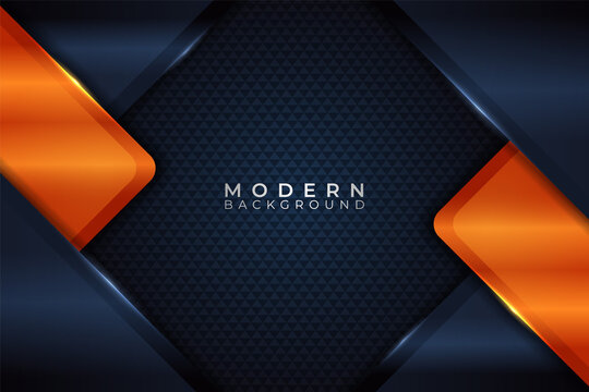 Modern Abstract Overlapped Background Dark Blue with Shiny Orange Gradient