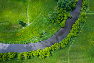 River Bend Aerial Drone View Top Down