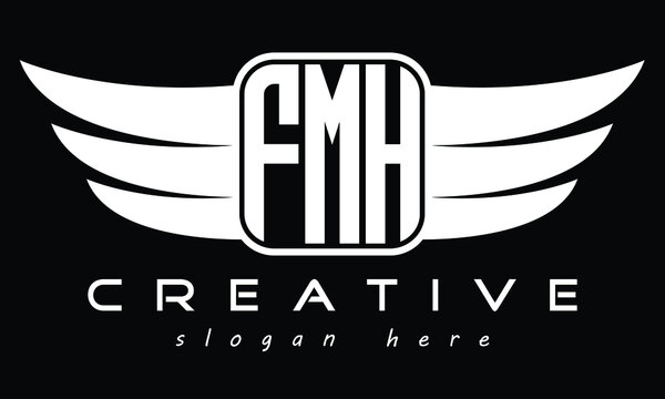 FMH three Letter wing  morden creative concept icon company logo design, Vector template