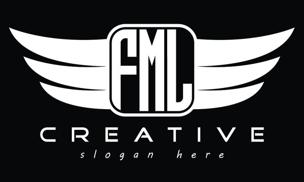 FML three Letter wing  morden creative concept icon company logo design, Vector template