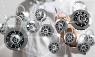 Information technology protected with firewall, secure access and encryption against cyber
