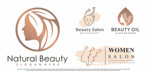 Set of abstract natural beauty logo design for salon with creative element Premium Vector