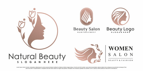 Set of abstract natural beauty logo design for salon with creative element Premium Vector