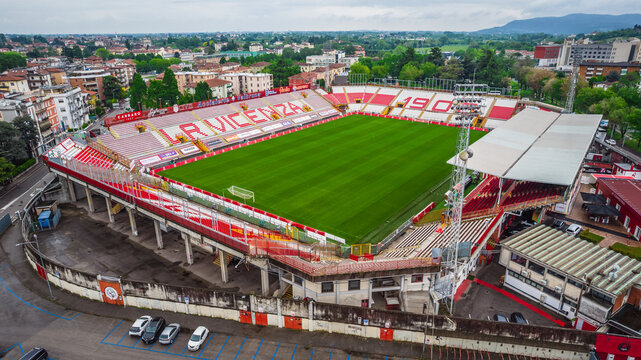 Aerial View of the "Romeo Menti" Stadium of Vicenza, Veneto, Italy, Europe, World Heritage Site